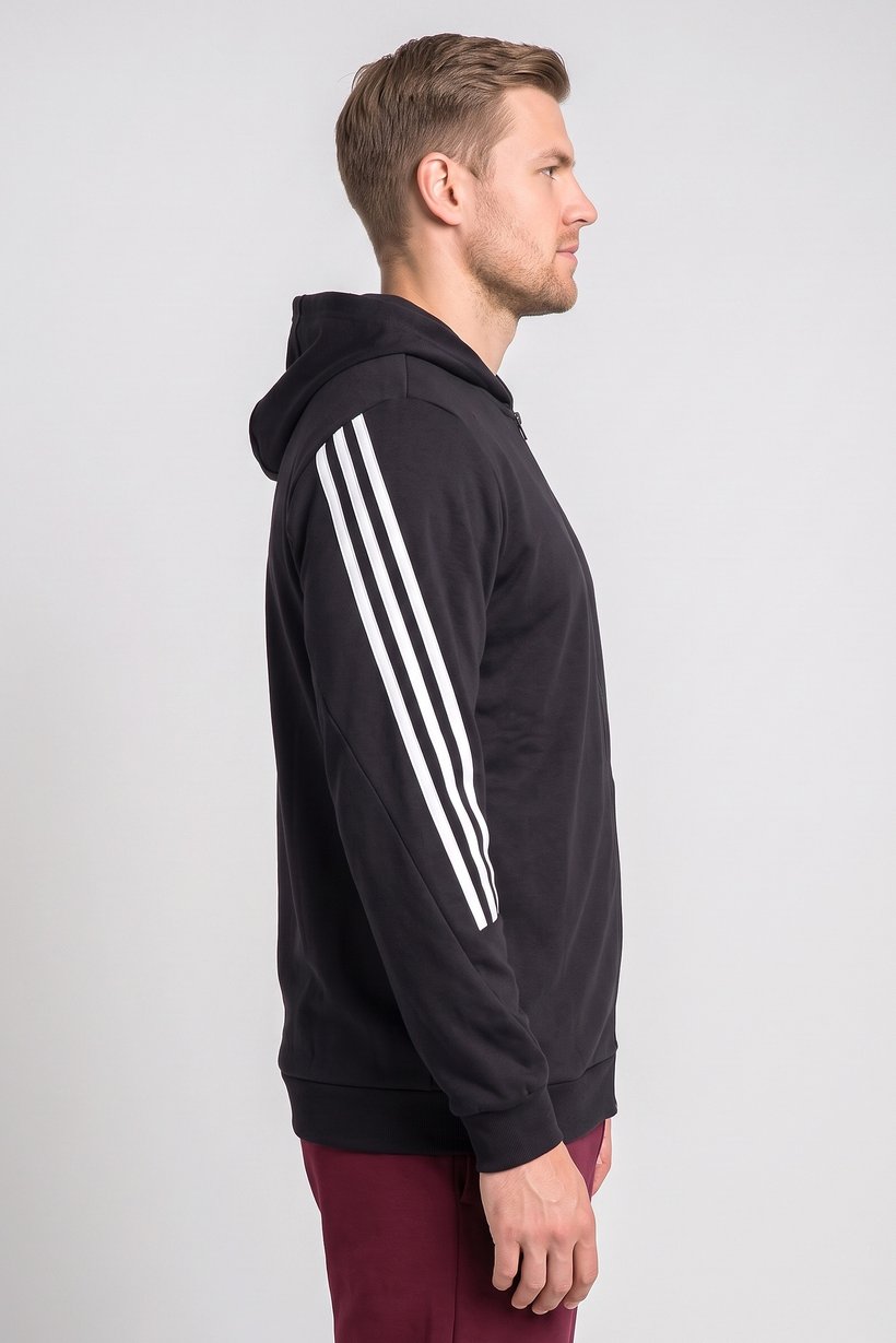Men Sportswear Fit Outdoor Full Zip Hoodie, Black