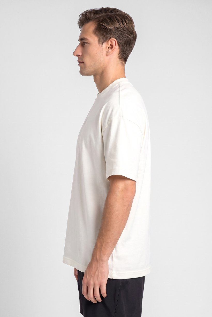 Men Loose Fit Short Sleeve Outdoor T-Shirt, Off White
