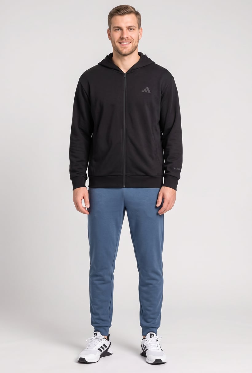 Men Loose Fit Long Sleeve Outdoor Hoodie, Black