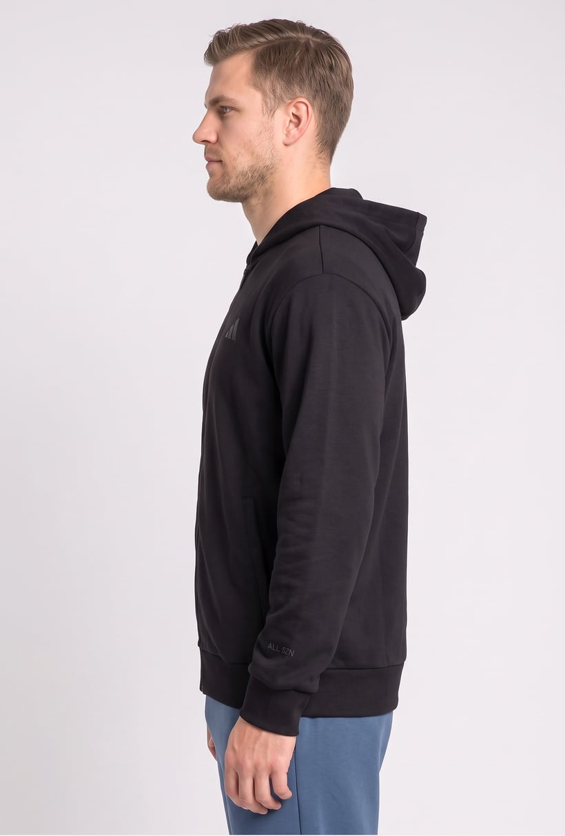 Men Loose Fit Long Sleeve Outdoor Hoodie, Black