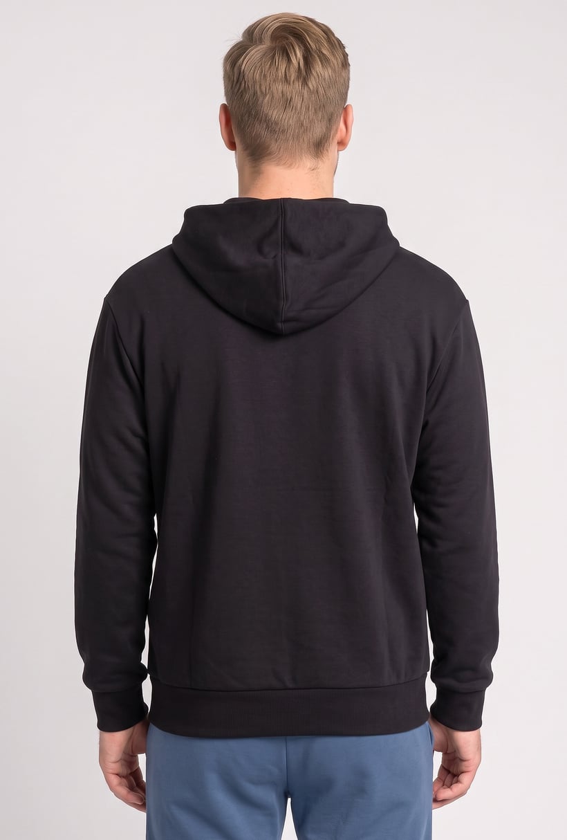 Men Loose Fit Long Sleeve Outdoor Hoodie, Black