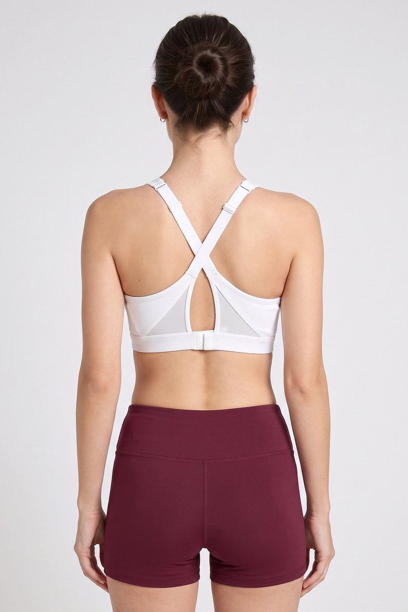 Women Brand Logo Padded Sports Bra, Off White