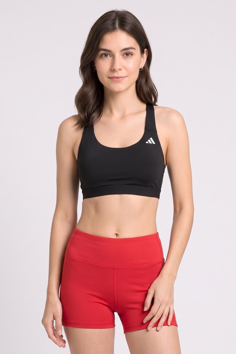 Women Brand Logo Lightly Padded Training Sports Bra, Black