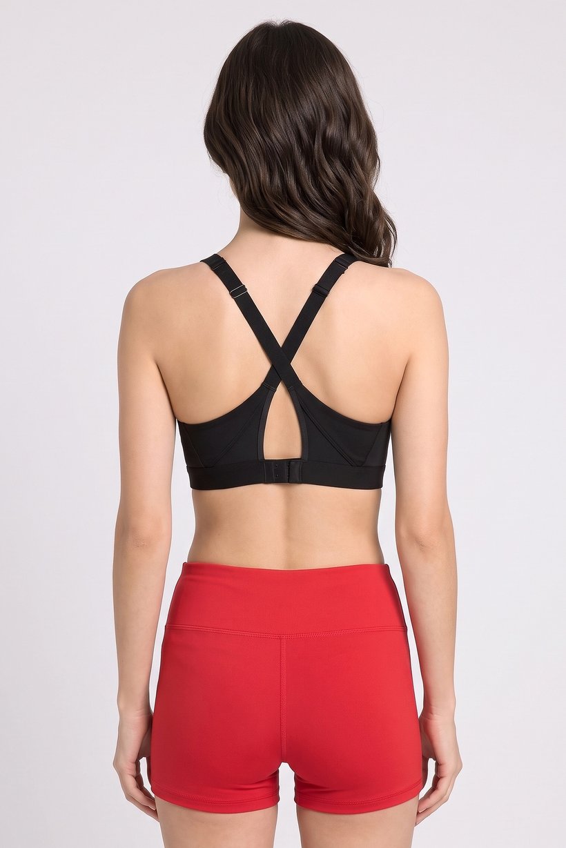 Women Brand Logo Lightly Padded Training Sports Bra, Black