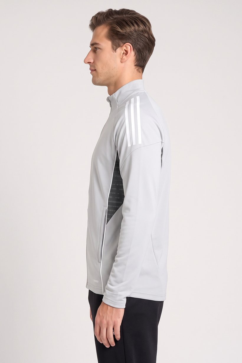 Men Slim Fit Long Sleeve Training Jacket, Grey