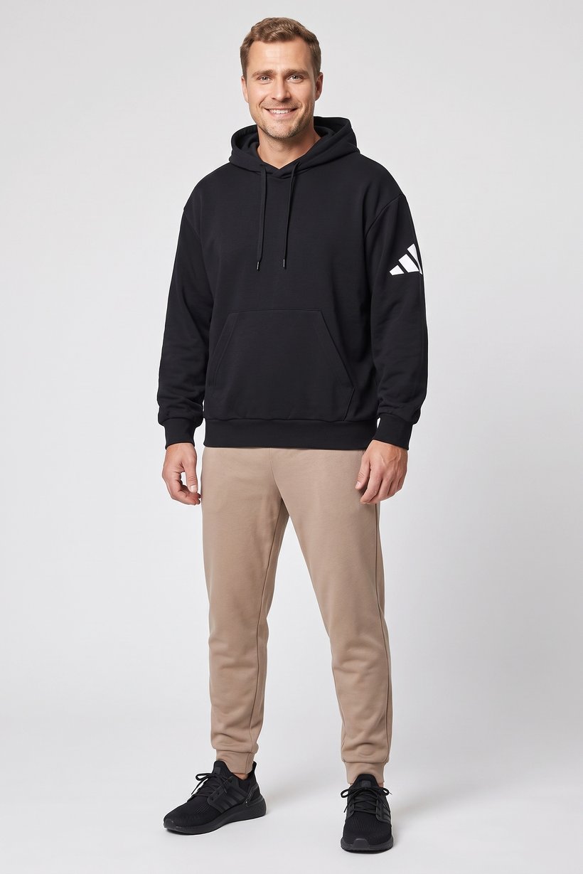 Men Sportswear Fit Long Sleeve Outdoor Hoodie, Black
