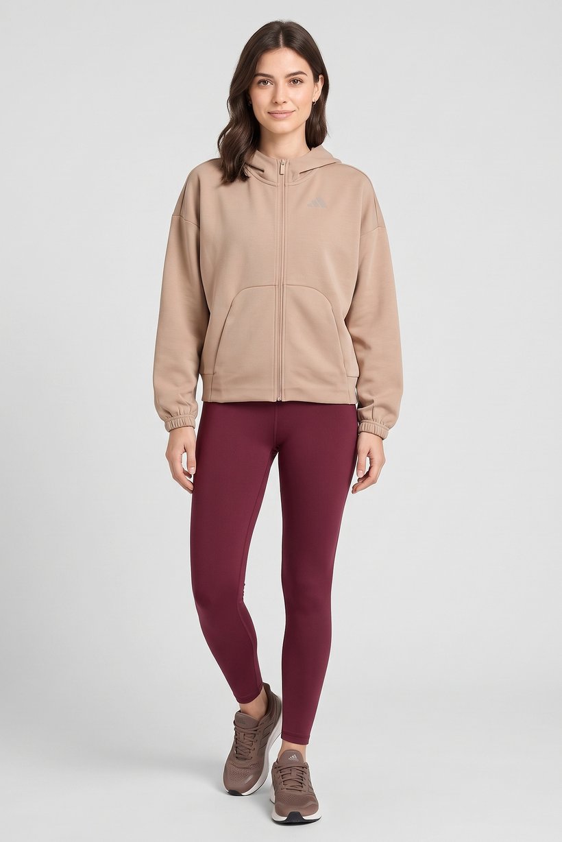 Women Sportswear Fit Long Sleeve Outdoor Hoodie, Tan