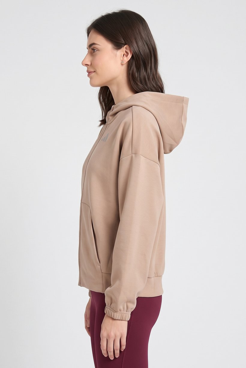 Women Sportswear Fit Long Sleeve Outdoor Hoodie, Tan