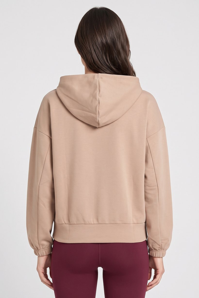 Women Sportswear Fit Long Sleeve Outdoor Hoodie, Tan