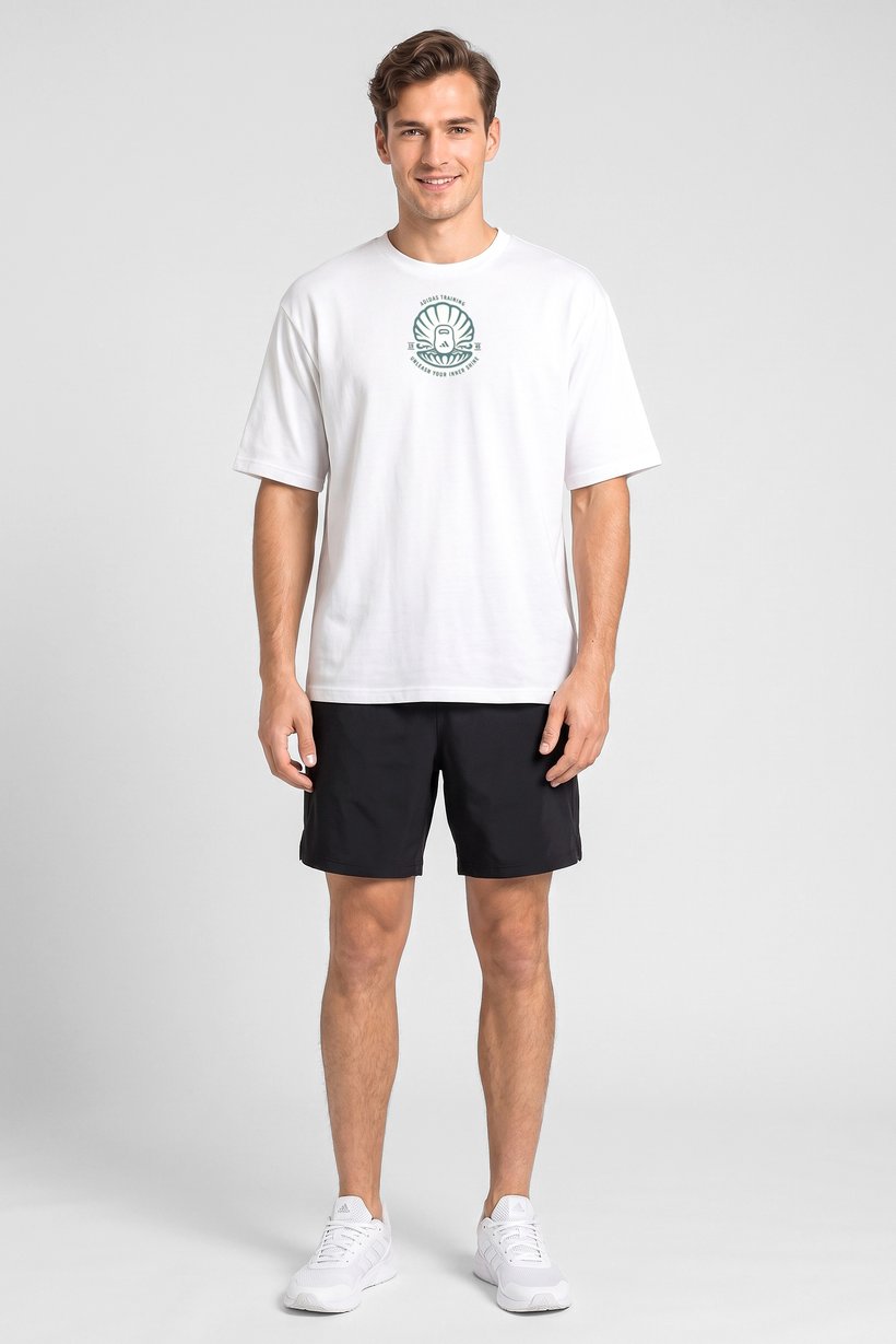 Men Oversized Fit Short Sleeve Outdoor T-Shirt, White