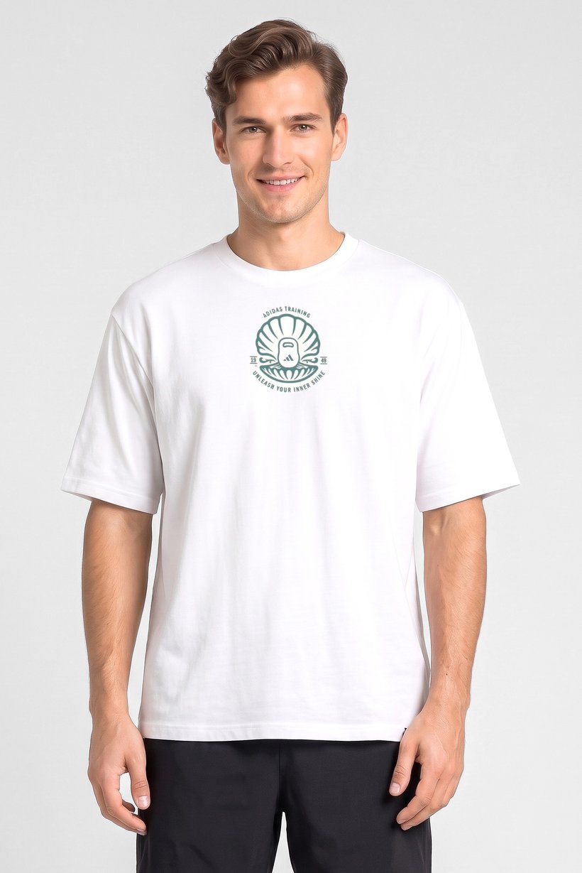 Men Oversized Fit Short Sleeve Outdoor T-Shirt, White