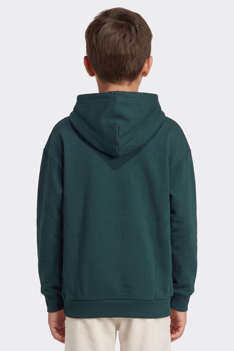 Kids Boy Sportswear Fit Long Sleeve Outdoor Hoodie, Dark Green