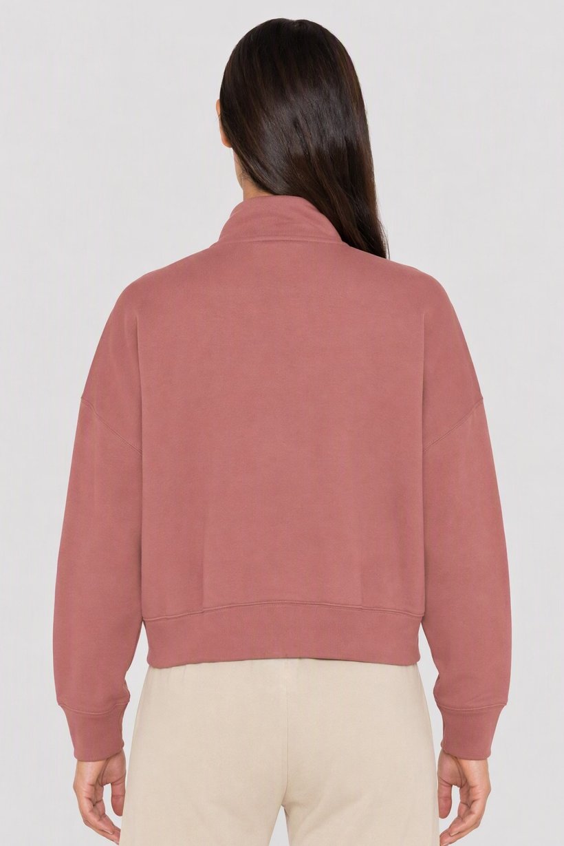 Women Sportswear Fit Long Sleeve Outdoor Full Zip Sweatshirt, Warm Clay