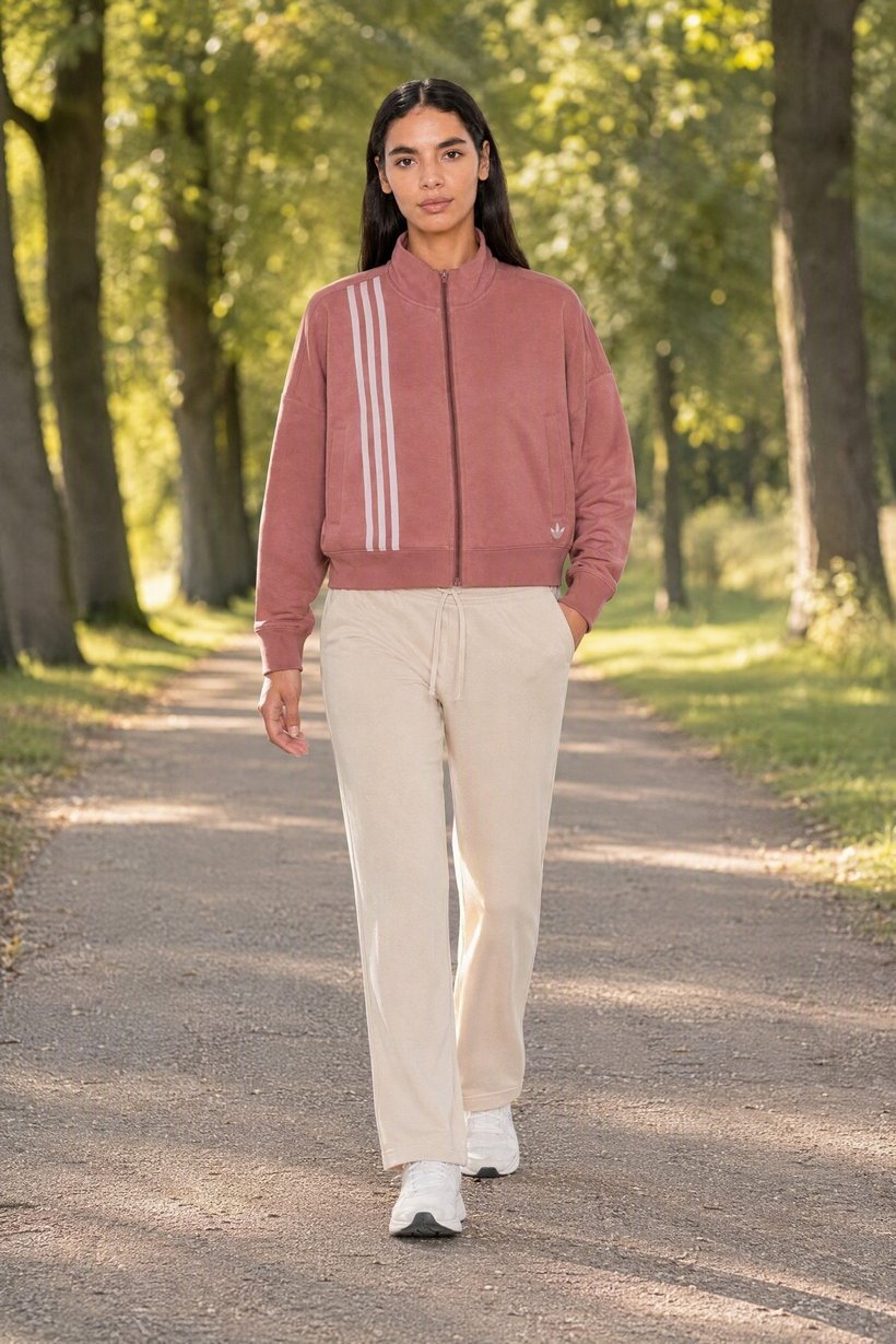 Women Sportswear Fit Long Sleeve Outdoor Full Zip Sweatshirt, Warm Clay