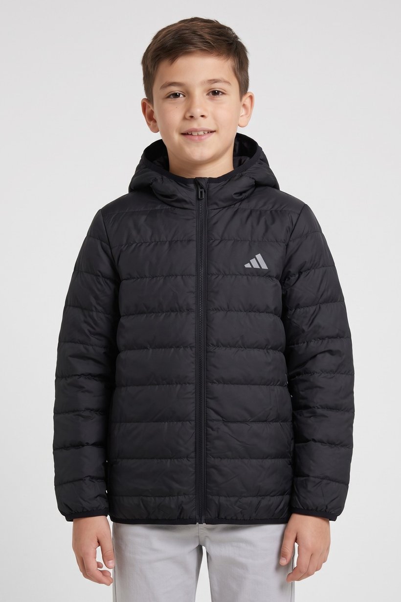 Kids Boy Quilted Outdoor Hoodie Jacket, Black
