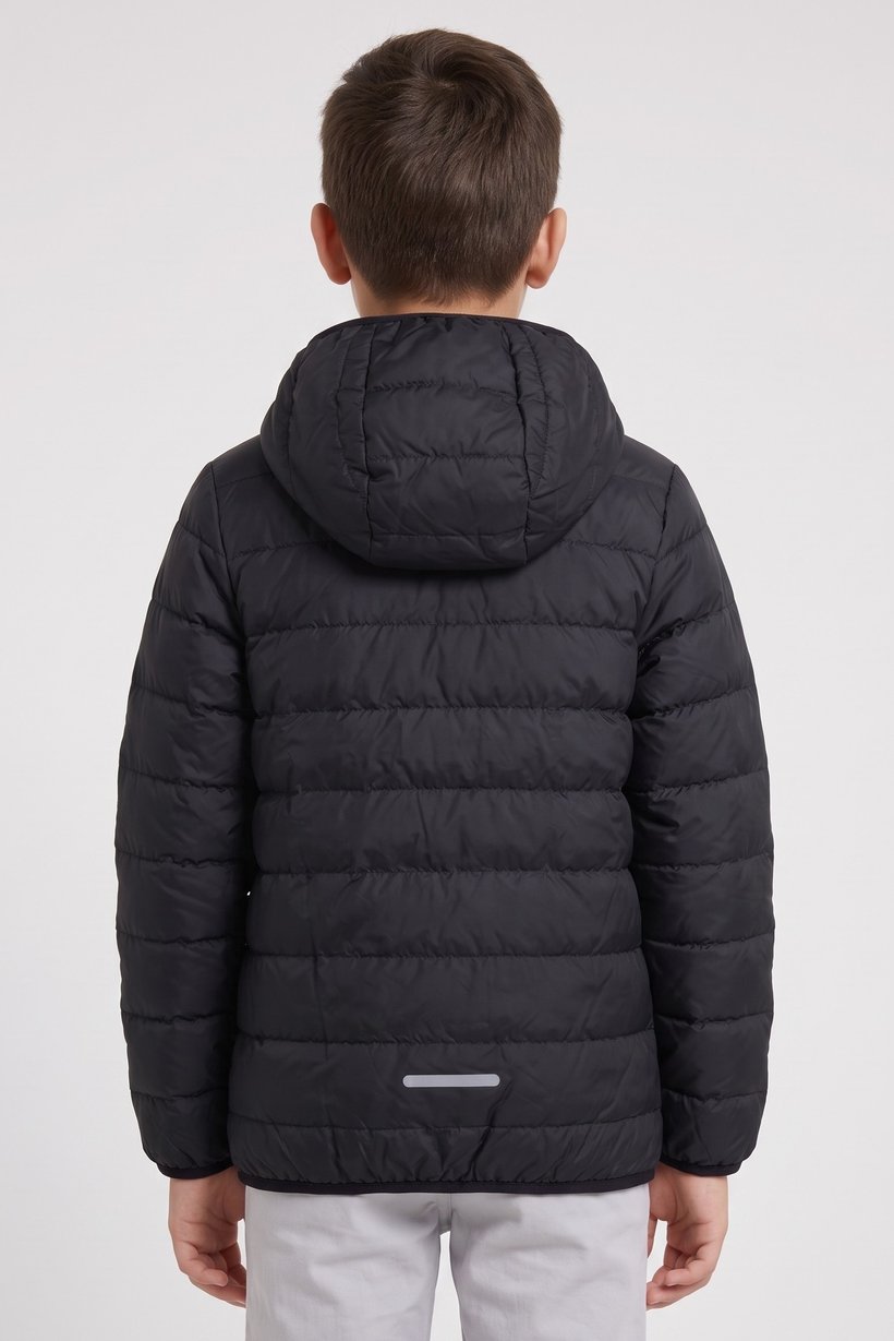Kids Boy Quilted Outdoor Hoodie Jacket, Black