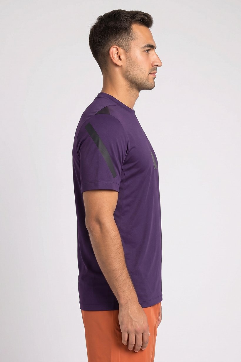 Men Sportswear Fit Short Sleeve Outdoor T-Shirt, Dark Purple