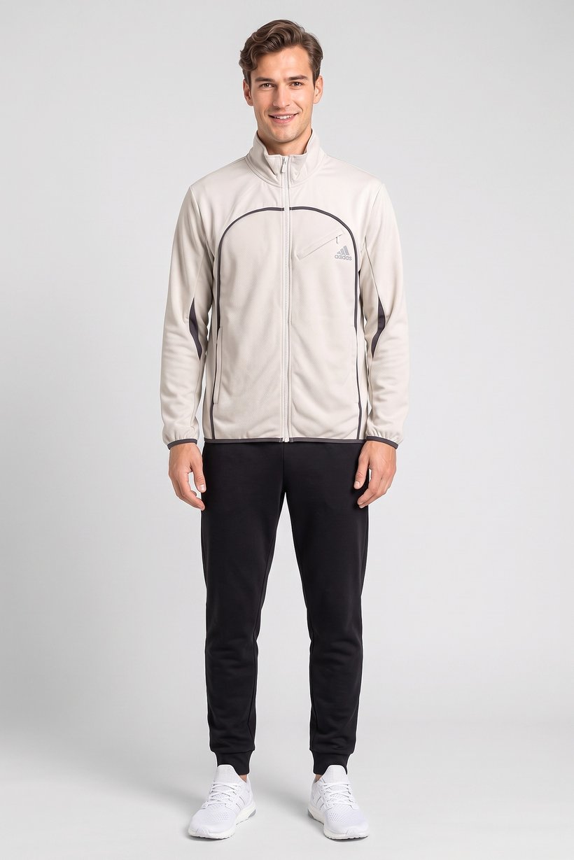 Men Sportswear Fit Outdoor Full Zip Sweatshirt, Beige