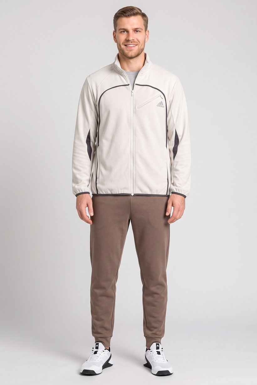 Men Sportswear Fit Long Sleeve Outdoor Jacket, Light Beige