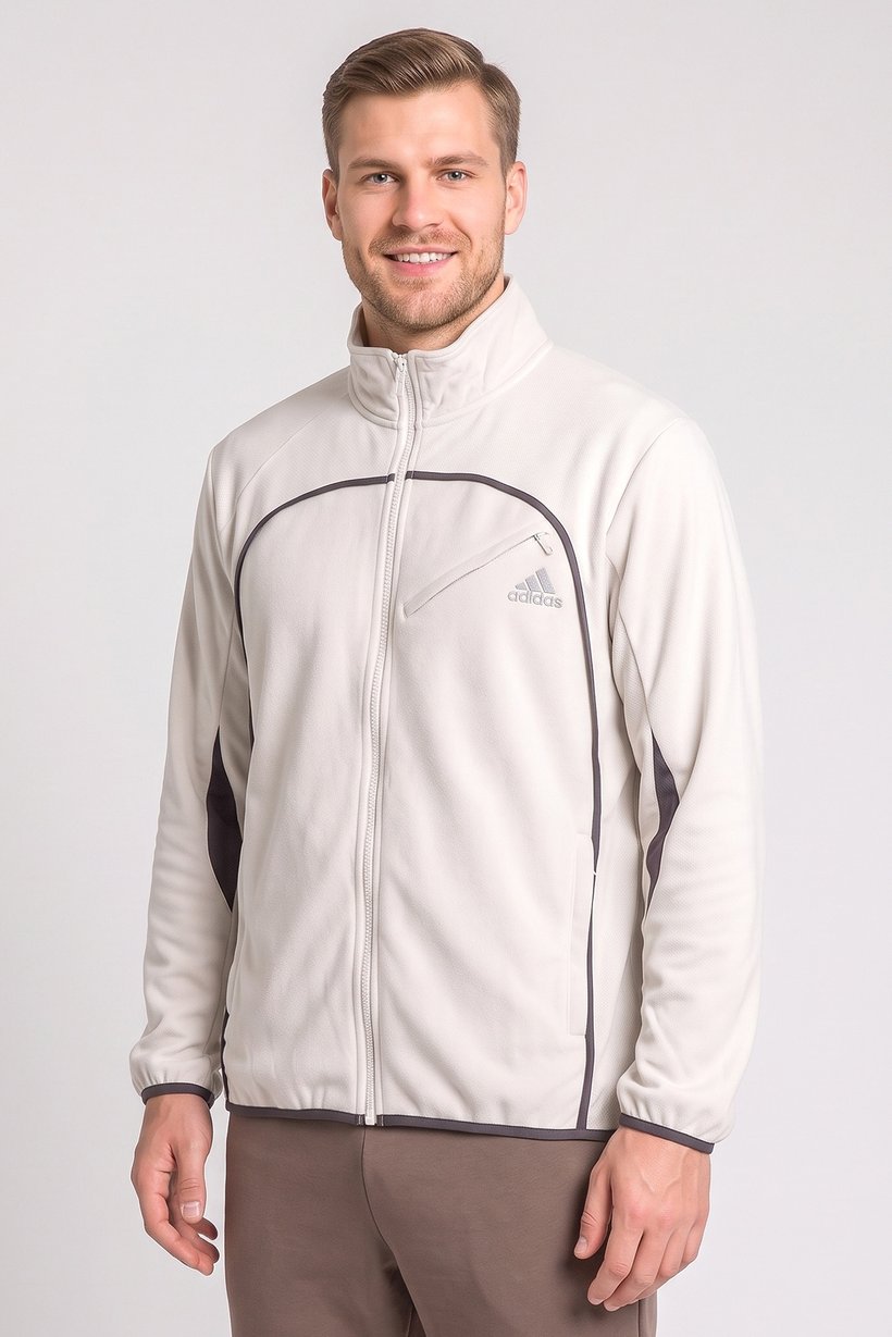Men Sportswear Fit Long Sleeve Outdoor Jacket, Light Beige
