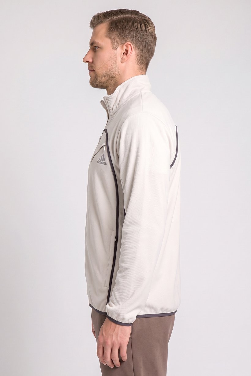 Men Sportswear Fit Long Sleeve Outdoor Jacket, Light Beige