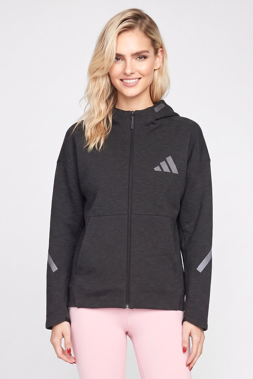 Women Sportswear Fit Long Sleeve Outdoor Hoodie, Heather Black
