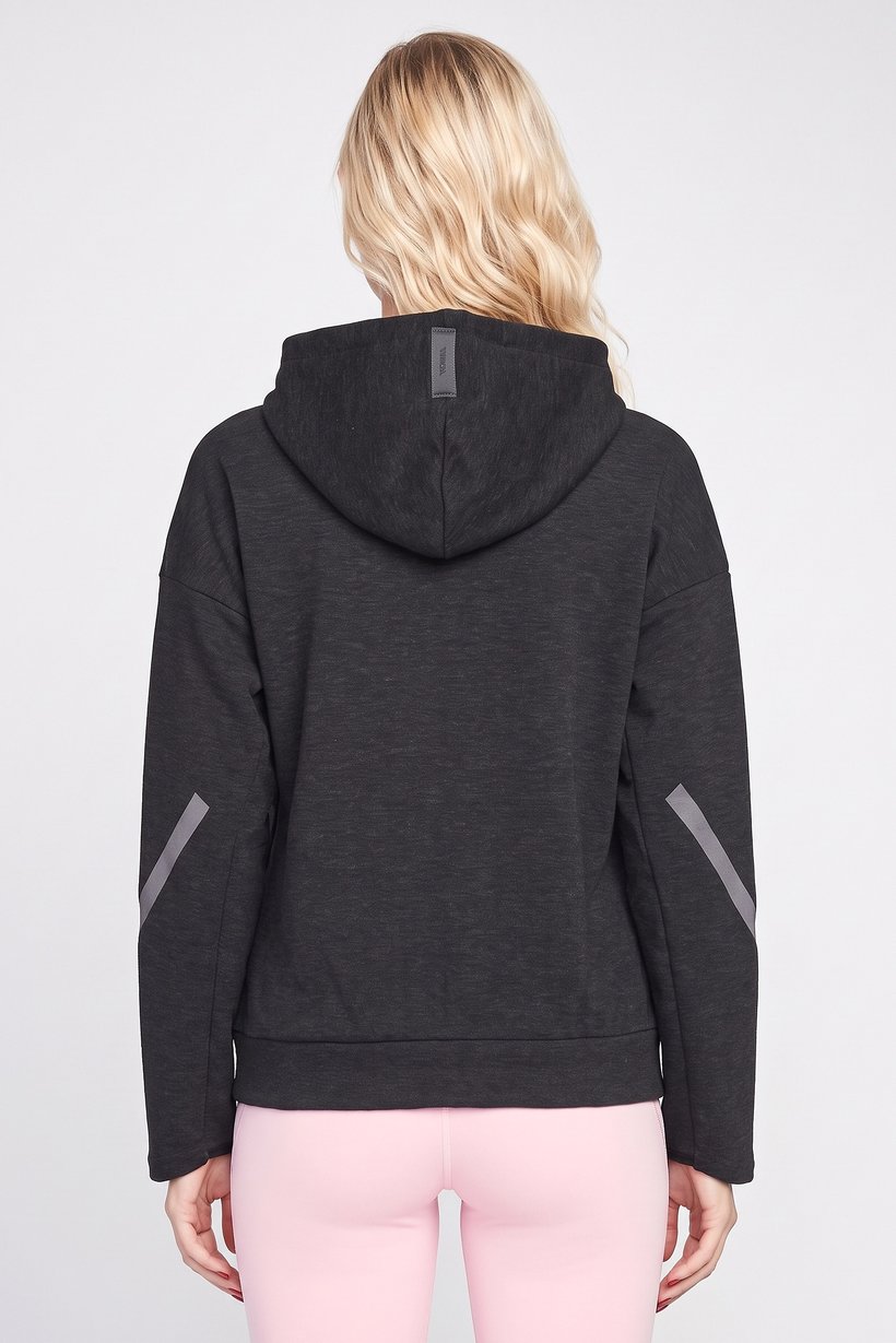 Women Sportswear Fit Long Sleeve Outdoor Hoodie, Heather Black