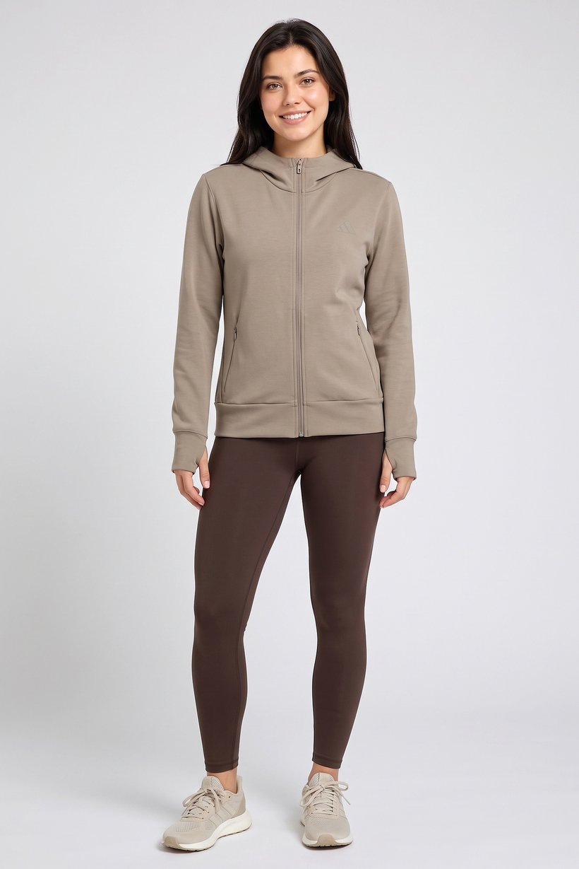 Women Loose Fit Long Sleeve Training Hoodie, Taupe