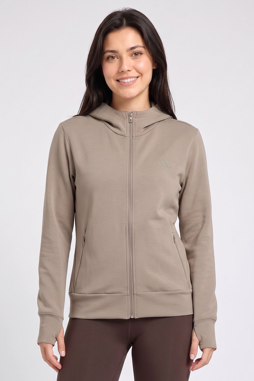 Women Loose Fit Long Sleeve Training Hoodie, Taupe