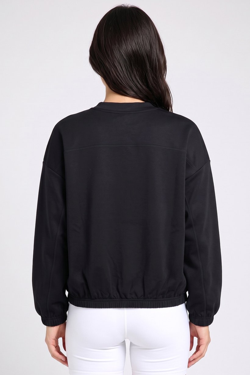 Women Loose Fit Long Sleeve Outdoor Sweatshirt, Black
