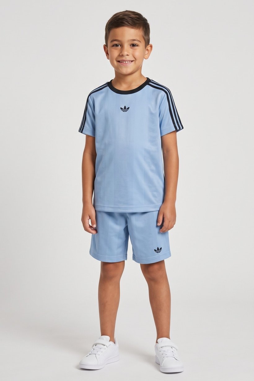 Toddlers Boy 2 Pcs Brand Logo T-Shirt And Shorts Set, Slate Blue