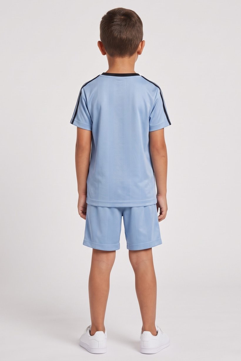 Toddlers Boy 2 Pcs Brand Logo T-Shirt And Shorts Set, Slate Blue