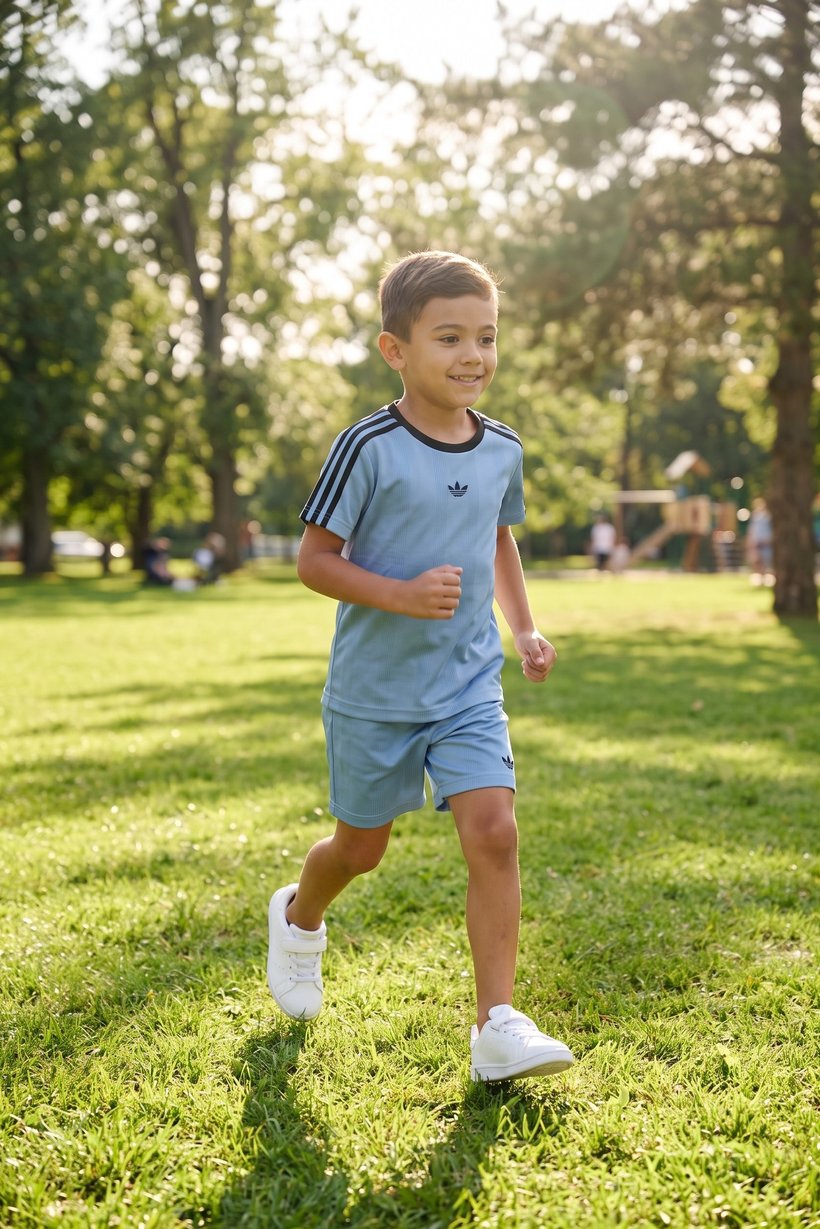 Toddlers Boy 2 Pcs Brand Logo T-Shirt And Shorts Set, Slate Blue