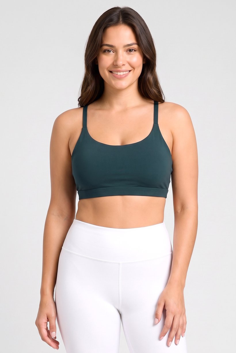 Women Brand Logo  Training Padded Sports Bra, Dark Green