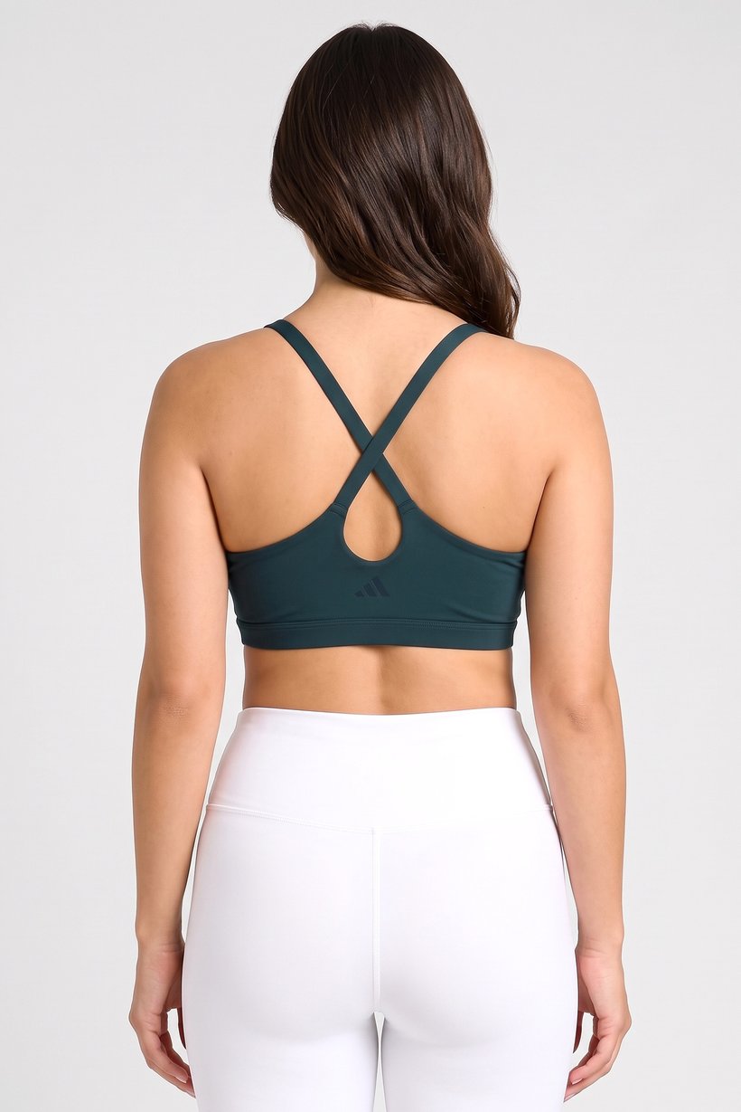 Women Brand Logo  Training Padded Sports Bra, Dark Green