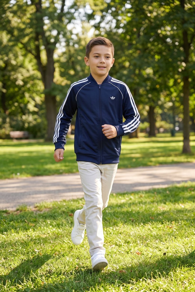 Kids Boy Sportswear Fit Long Sleeve Outdoor Jacket, Dark Navy