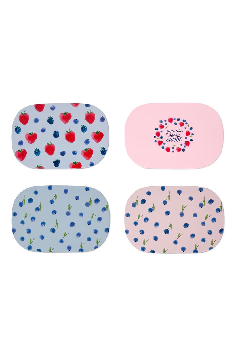 4 Pieces Melamine Breakfast Trays, Multicolor