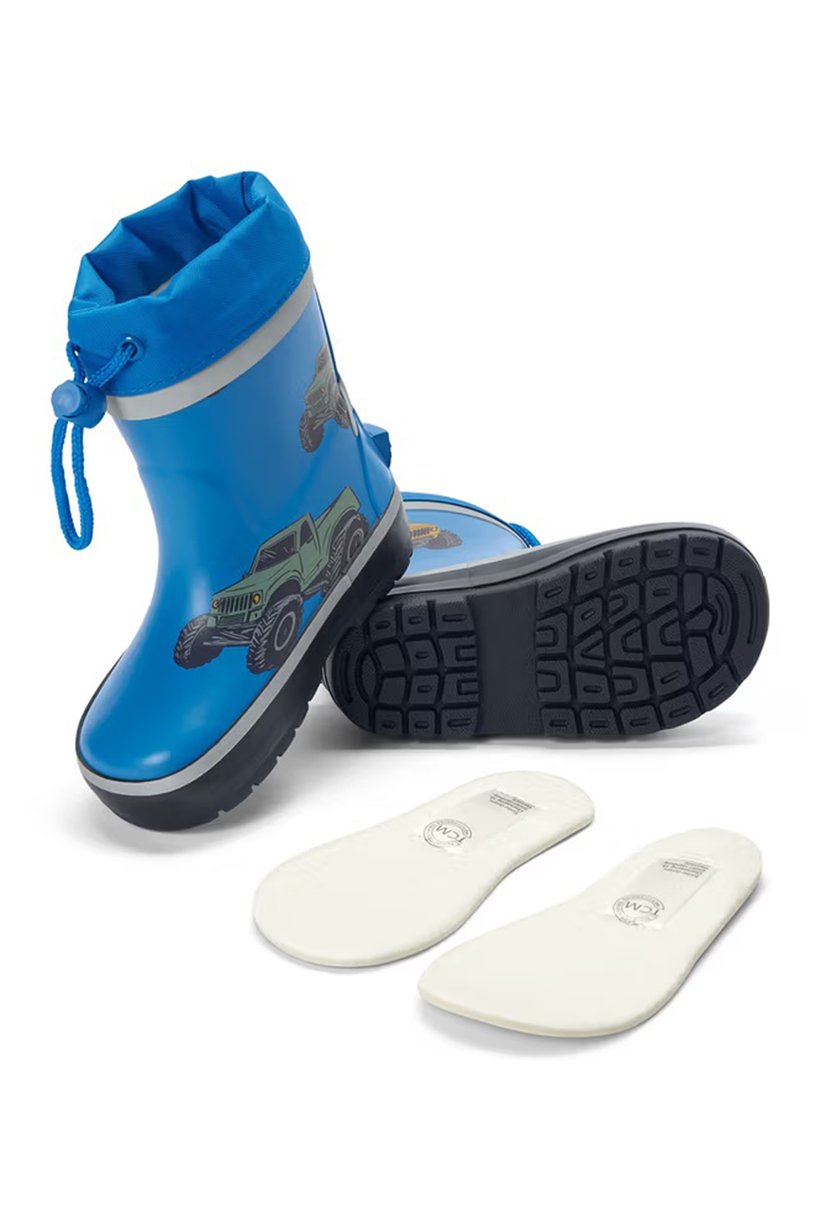 Toddlers Boy Allover Print Boots, Blue