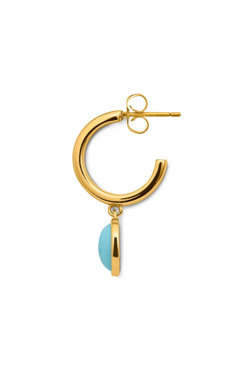 Women Hoop Earrings With Stone Pendants, Gold