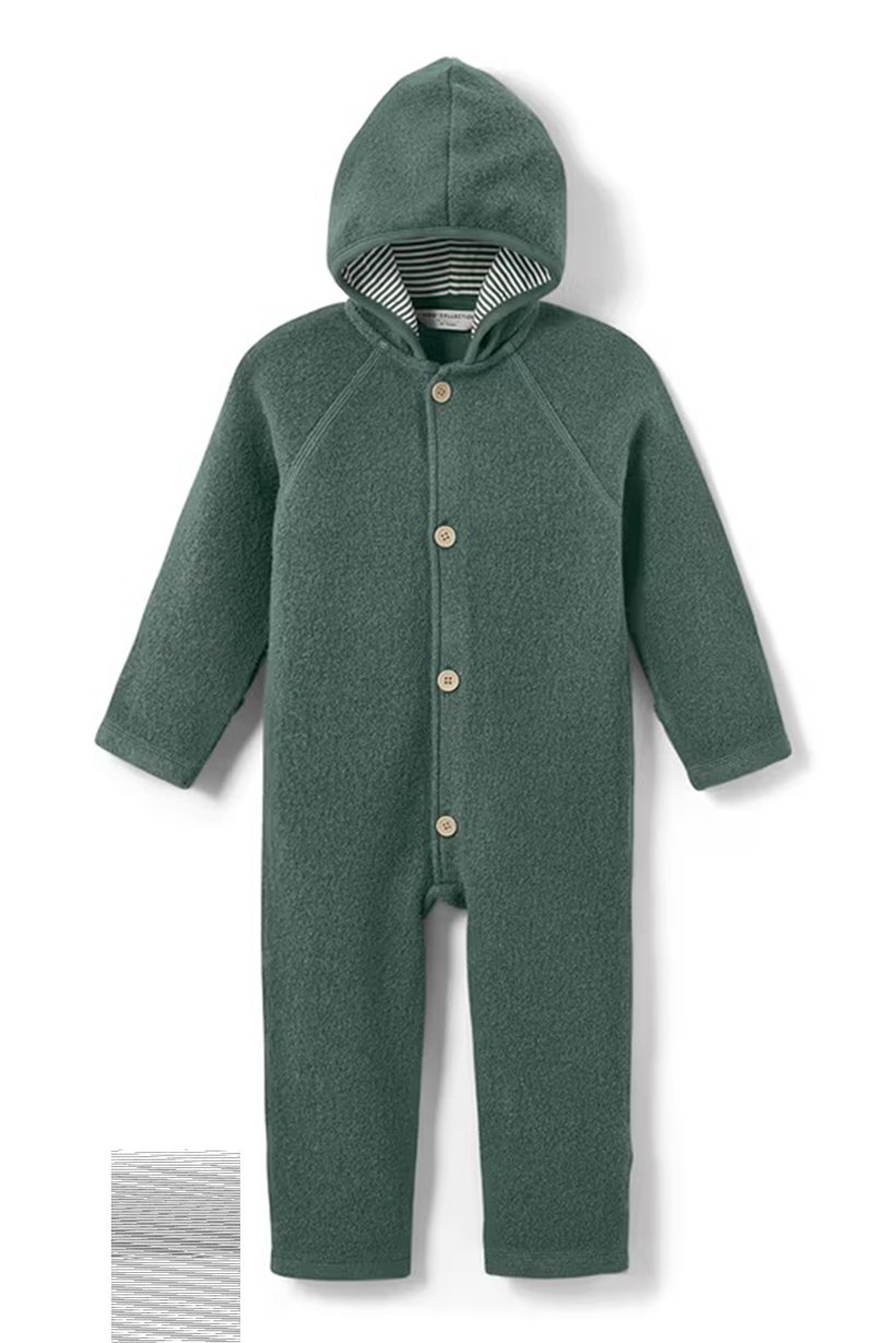 Toddlers Boy Textured Long Sleeve Romper, Green