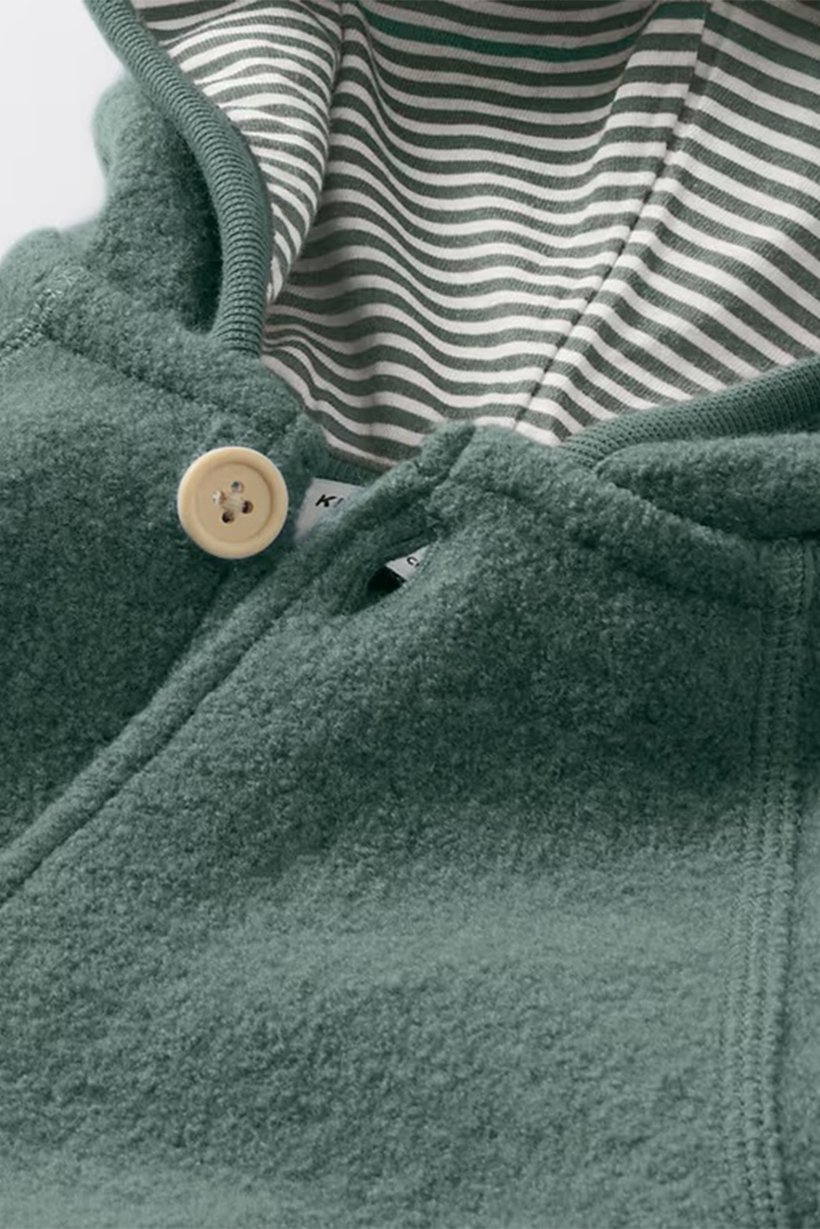 Toddlers Boy Textured Long Sleeve Romper, Green