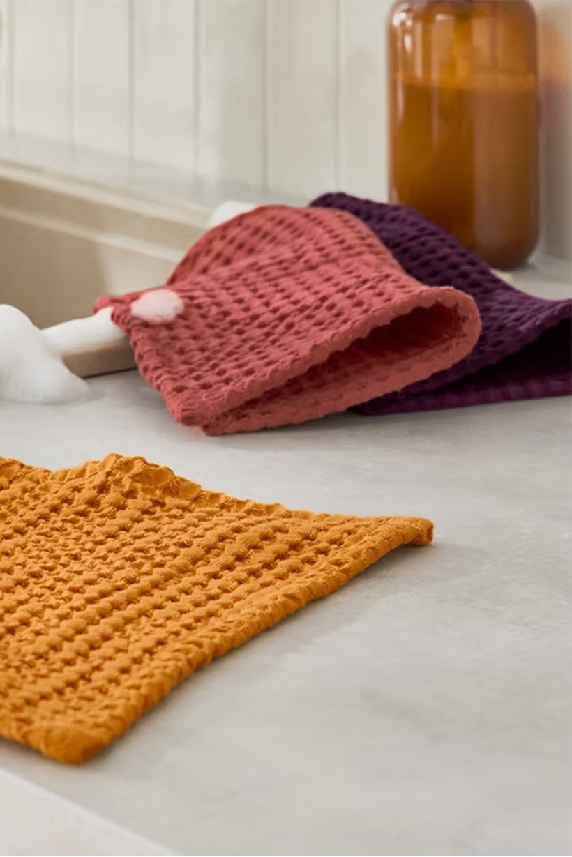 3 Pcs Textured Dishcloths, Multicolor