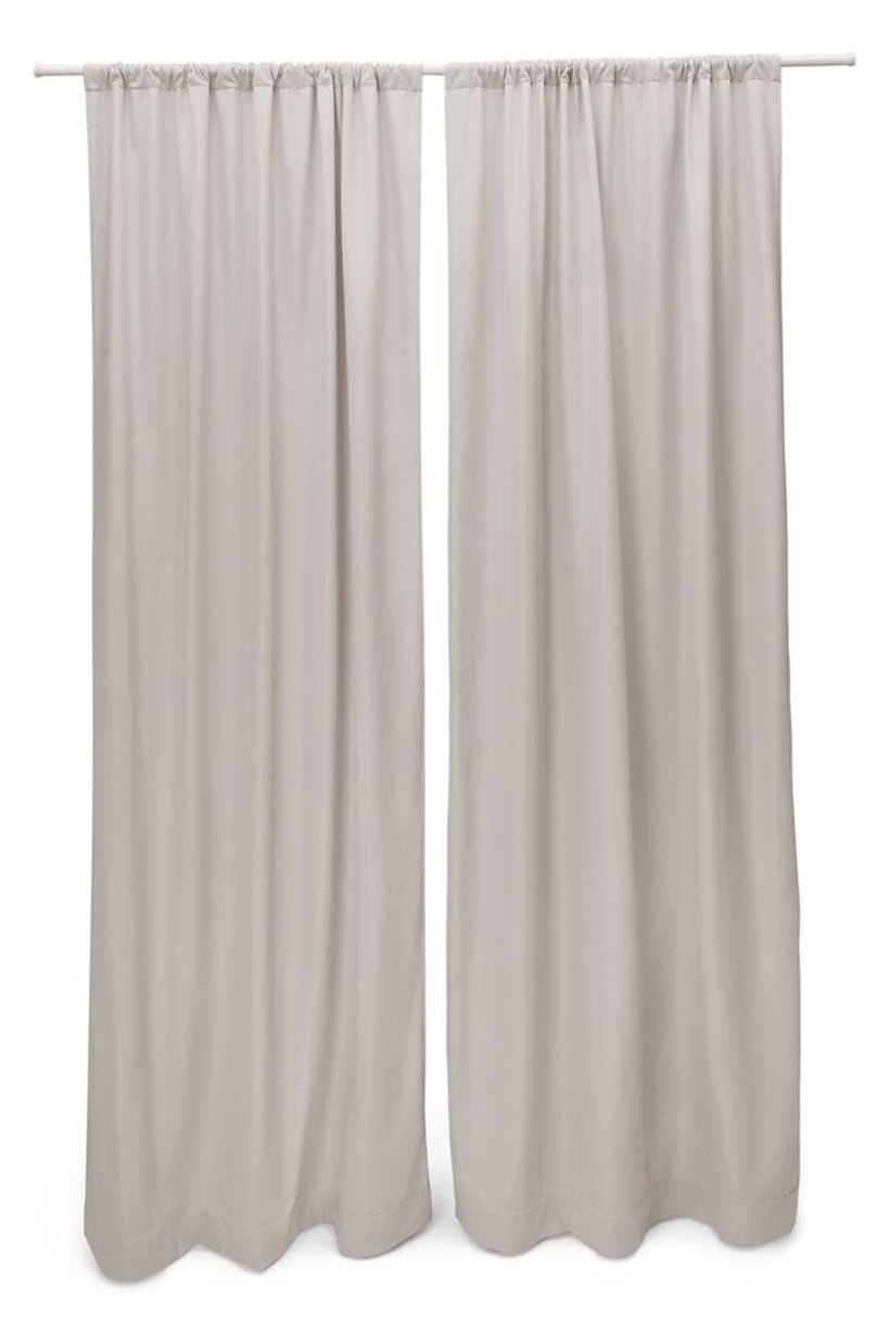 2 Pieces Solid Thermal Curtains, Beige