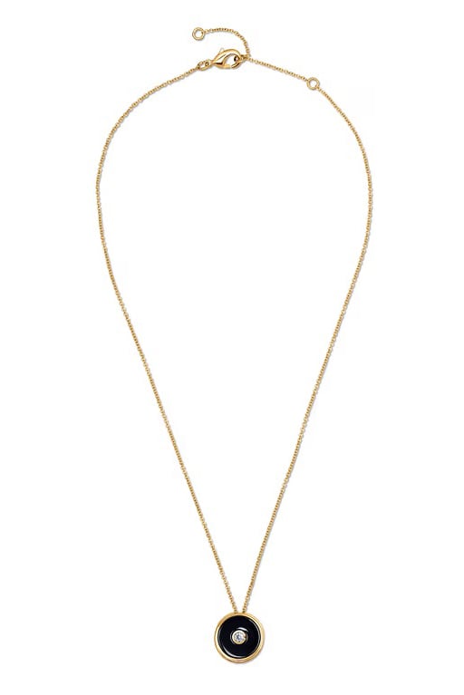 Women Round Agate Pendant Chain, Gold