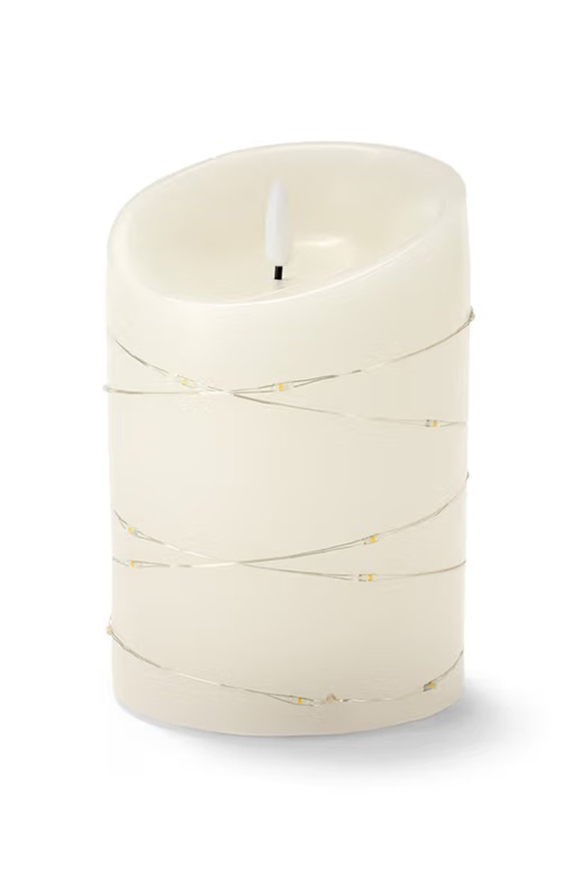 LED Real Wax Candle With Micro Light Chain, Off White