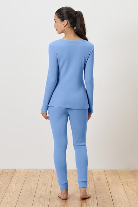 2 Pcs Women Knitted Pajama Set, Light Blue