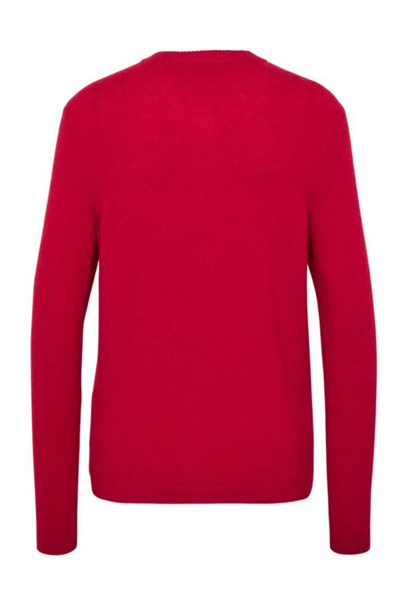 Women Crew Neck Textured Cardigan, Red
