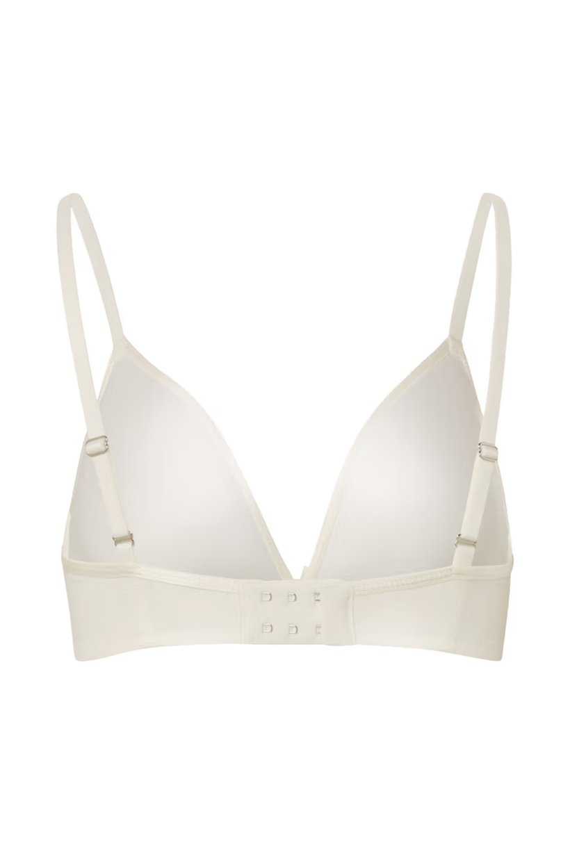 Women Textured Lightly Padded Bra, Cream