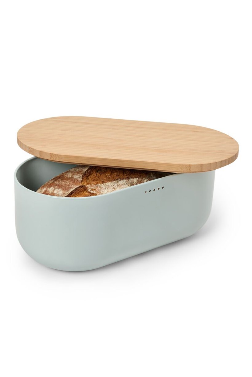 2 In 1 Bread Box With Cutting Board Metal, Multicolor
