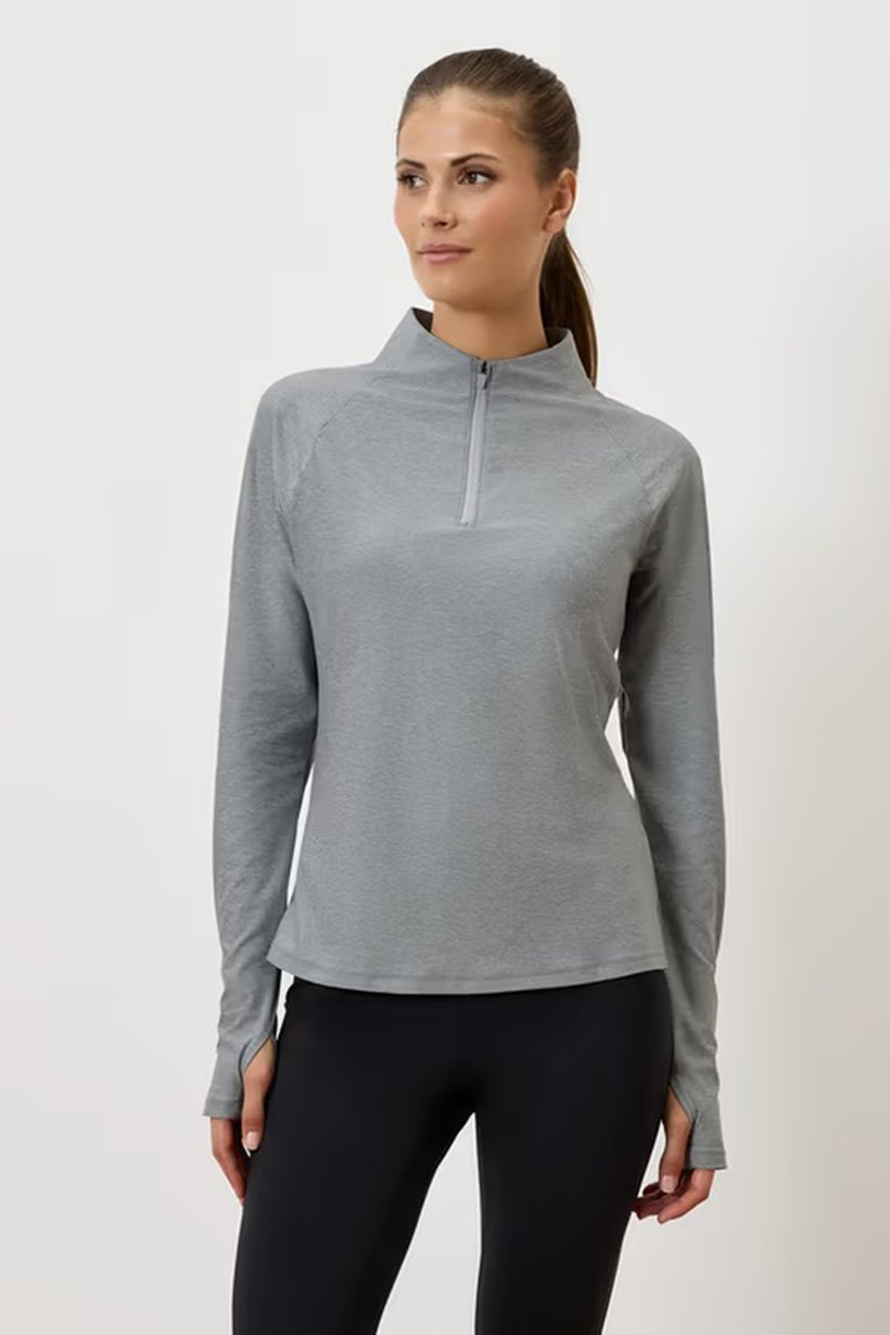 Women Sportswear Fit Long Sleeve Outdoor Sweatshirt, Heather Grey